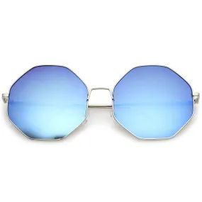 Women's Oversize Mirrored Octagon Flat Lens Sunglasses A655