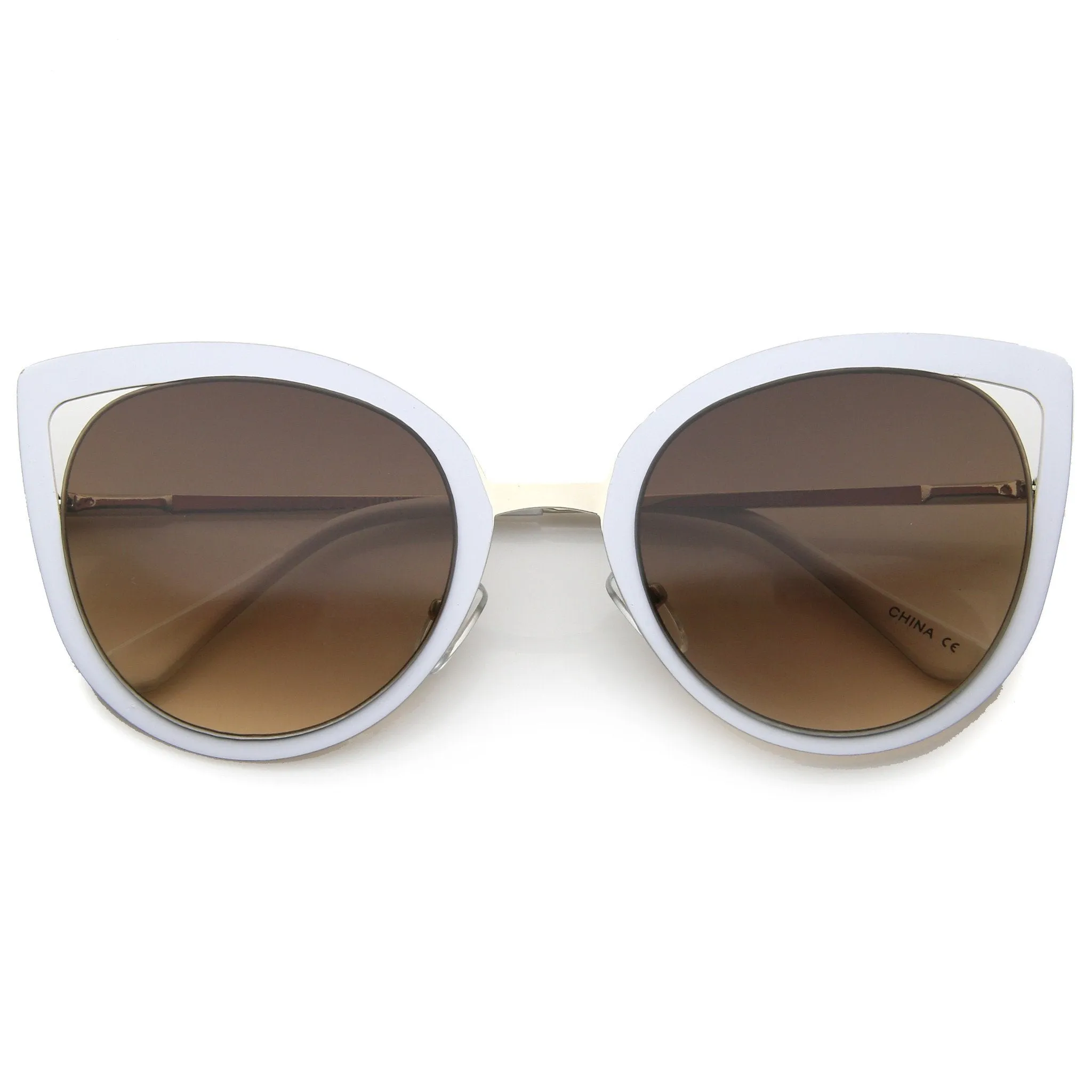 Women's Round Laser Cut Cat Eye Sunglasses A525