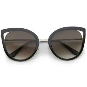 Women's Round Laser Cut Cat Eye Sunglasses A525